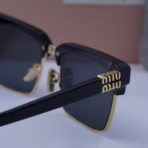 Miu Miu MU10ZS 1AB5S0 Browline Sunglasses – Black\Gold - Picture 7 of 13